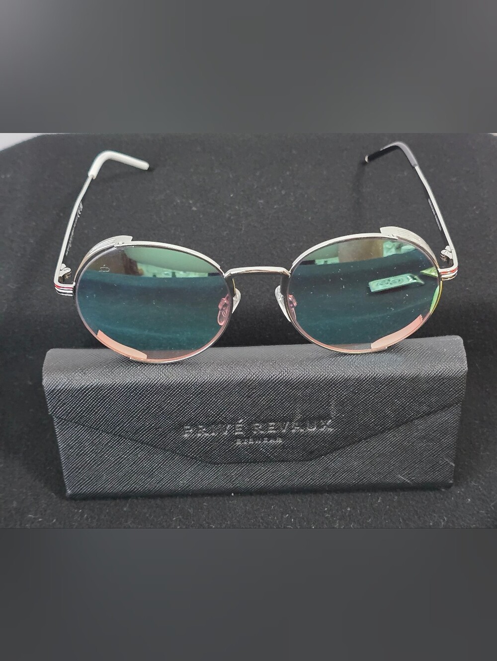 Round Metal Men’s Sunglasses - Silver Frame with Green Lenses